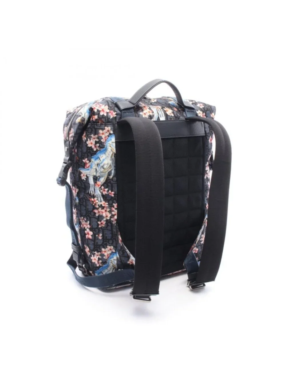 Dior Backpack Hajime Sorayama Dinosaur Robo Oblique Navy Multi Nylon Leather